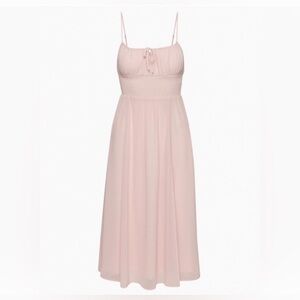 New Aritzia Genoa Elegant Pink Midi Slit Chiffon Dress Poetic Pink